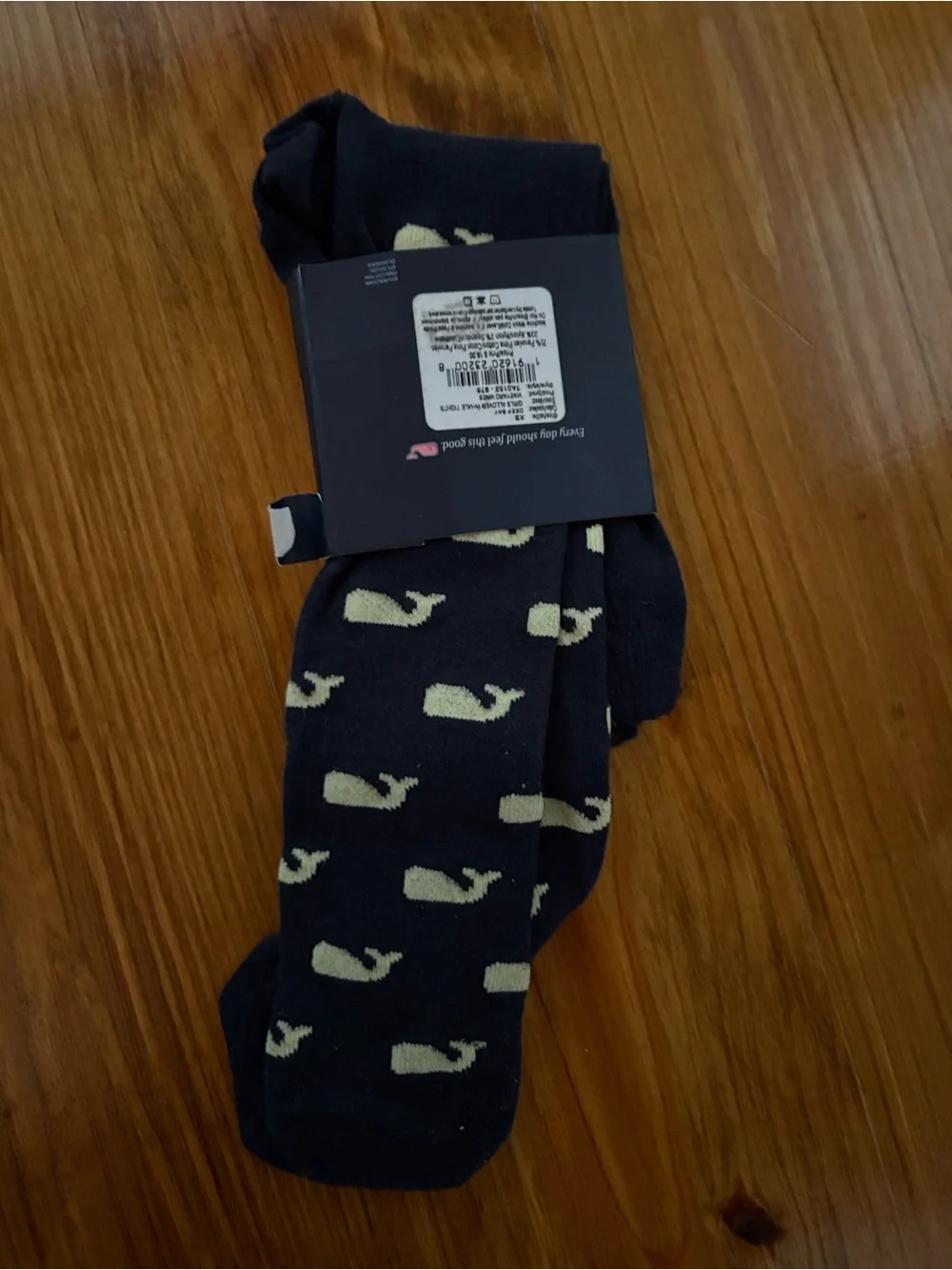 Vineyard Vines Deep Bay Navy with Yellow Whale Pattern Tights Girls XS